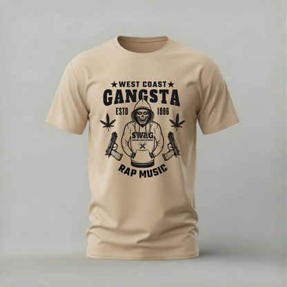 west coast gangsta tshirt; rap music shirt; gangsta graphic tee; west coast rap tshirt; hip hop skull shirt; unisex rap tee; men cotton tshirt; half sleeve printed tshirt; streetwear; casual wear; hip hop merch; gangsta graphic shirt
