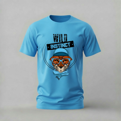 wild instinct tshirt; cool tiger shirt; tiger with glasses graphic tee; wild instinct tiger tshirt; streetwear tiger shirt; unisex animal tee; men cotton tshirt; half sleeve printed tshirt; streetwear; casual wear; tiger merch; wild graphic shirt

