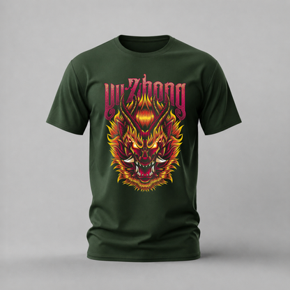 yu zhong dragon tshirt; fire dragon head shirt; yu zhong graphic tee; red dragon tshirt; unisex yu zhong tee; men cotton tshirt; half sleeve printed tshirt; game merch; casual wear
