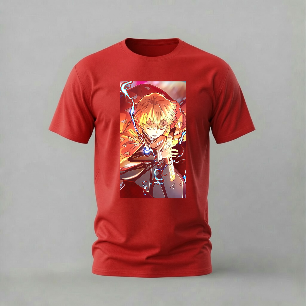 zenitsu tshirt; demon slayer shirt; thunder breathing graphic tee; anime zenitsu tshirt; unisex demon slayer tee; men cotton tshirt; half sleeve printed tshirt; anime merch; casual wear